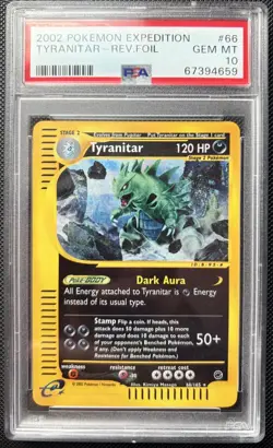 Pokemon Card Tyranitar Reverse Holo Rare 66/165 Expedition PSA 10 - Image 1