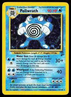 Poliwrath 15/130 Holo Rare Base Set 2 Pokemon Card - Image 1
