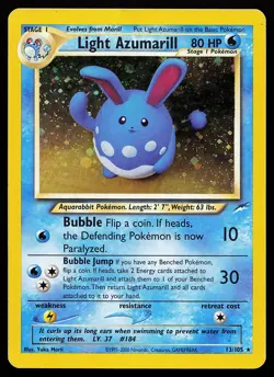 Light Azumarill 13/105 Holo Rare Neo Destiny Pokemon Card - Image 1