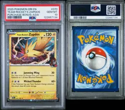 Pokemon Team Rocket's Zapdos Destined Rivals Purch. Bonus Asia Promo #070 PSA 10 - Image 3