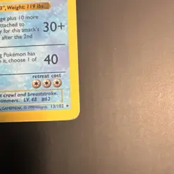 Pokemon TCG Poliwrath 013/102 Base Set Shadowless 1st Edition Holo Rare 90 HP - Image 5