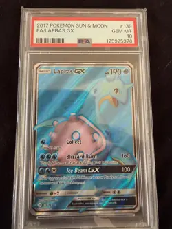2017 POKEMON SUN & MOON #139 LAPRAS GX PSA 10 - Image 1