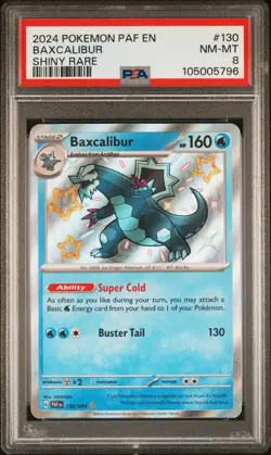 2024 POKEMON PAF EN-PALDEAN FATES SHINY RARE #130 BAXCALIBUR PSA 8 - Image 1