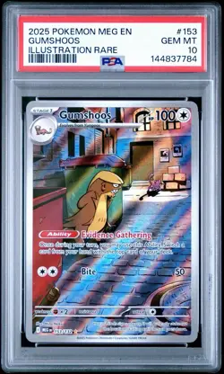 Gumshoos Illustration Rare Pokemon Meg En-Mega Evolution 153/132 PSA 10 - Image 1