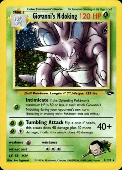 Pokemon Giovanni's Nidoking 7/132 Gym Challenge Holo Rare Near Mint - Image 1