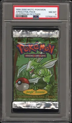 PSA 8 ⭐ Pokemon Jungle (Scyther - Australian Red Logo) Sealed Booster Pack WotC - Image 1