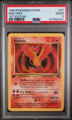 Moltres PSA 2 27/62 1st Edition Fossil Pokemon TCG Regular - Image 1