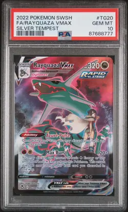 2022 POKEMON SWORD & SHIELD SILVER TEMPEST #TG20 FULL ART/RAYQUAZA VMAX PSA 10 - Image 1