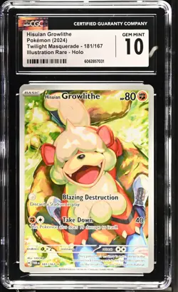 2024 POKEMON TWM EN-TWILIGHT MASQUERADE #181 HISUIAN GROWLITHE CGC 10 - Image 1