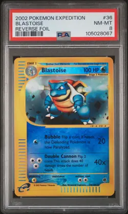 2002 Blastoise Reverse Holo 36/165 Expedition Pokemon PSA 8 - Image 1