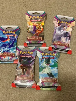 Pokemon: Paldea Evolved - Sleeved Booster Packs Full Art Set of 5 Sealed - Image 1