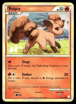 Pokemon Tcg Vulpix #87 Pokemon HeartGold & SoulSilver LP - Image 1