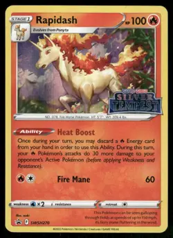 Pokemon Tcg Rapidash Prerelease SWSH270 SWSH: Sword & Shield Promo Cards Holo NM - Image 1
