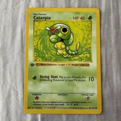 Pokemon Caterpie 1st Edition Base Set Shadowless Common Card 45/102 - Image 1