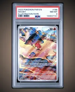 2023 POKEMON PAR EN-PARADOX RIFT ILLUSTRATION RARE #186 MAGBY PSA 8 - Image 1