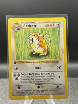 Raticate 40/102 - Shadowless - 1st Edition Base Set - Pokemon TCG NM - A4 - Image 1