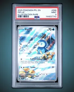 2025 POKEMON PFL EN-PHANTASMAL FLAMES ILLUSTRATION RARE #098 PIPLUP PSA 9 - Image 1