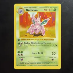 Pokemon Vintage 1st Edition Nidorino 037/102 Base Set (Shadowless) 1999 Wotc - Image 1