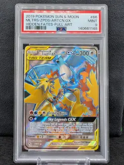 Pokemon 2019 Moltres & Zapdos & Articuno GX 66/68 Full Art Hidden Fates PSA 9 - Image 1