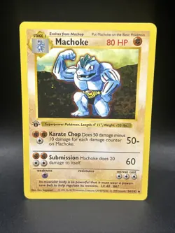 1999 Pokemon Base Set 34/102 Machoke 1st Edition Shadowless English - Image 1