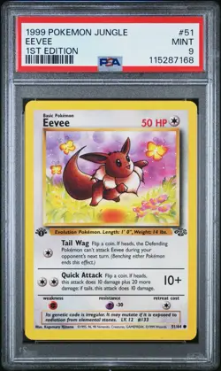 Pokemon 1st Edition Jungle Eevee 51/64 PSA 9 Mint FRESH GRADE - Image 1