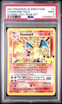 2021 POKEMON CELEBRATIONS CLASSIC COLL #4 CHARIZARD-HOLO PSA 9 - Image 1