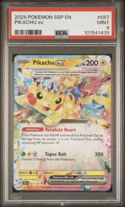 PSA 9 2024 POKEMON SSP EN-SURGING SPARKS #057 PIKACHU EX - Image 1