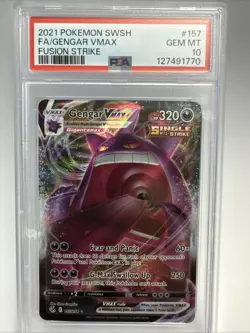 Pokemon Gengar VMAX 157/264 Swsh08: Fusion Strike Holo PSA 10! - Image 1