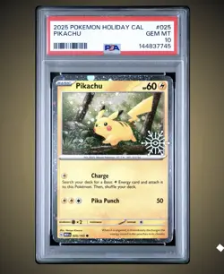 2025 POKEMON HOLIDAY CALENDAR #025 PIKACHU PSA 10 - Image 1