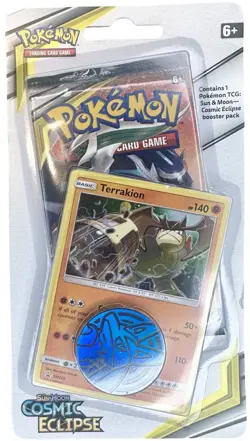 Pokemon Sun and Moon Cosmic Eclipse Blister - Terrakion with Coin - Image 1