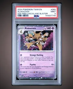 2024 POKEMON TWM EN-TWILIGHT MASQUERADE #082 ALAKAZAM PSA 9 - Image 1