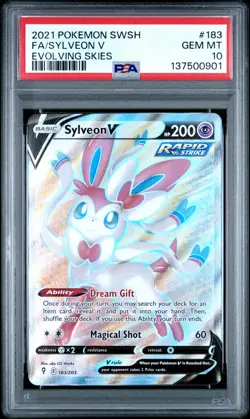 Sylveon V 183/203 Pokemon Sword & Shield Evolving Skies 183 GEM MINT PSA 10 - Image 1