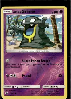 Pokemon Alolan Grimer 57/149 Sun Moon Base Set Reverse Holo Common 2 Card Lot - Image 1