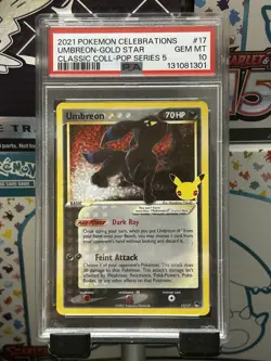 2021 Pokemon SWSH Celebrations Umbreon Gold Star Card #17/17 Graded PSA 10 - Image 1