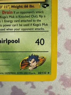 Koga’s Muk 26/132 Gym Challenge Unlimited 2000 Pokemon Card Rare NM - Image 4