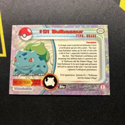 Topps Series 1 Holo Bulbasaur 01 Near Mint -Holo Pokemon Card- Black Logo (6s) - Image 3
