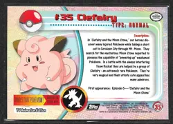 Clefairy #35 Pokemon 1999 Topps TV Animation Black Logo foil - Image 2