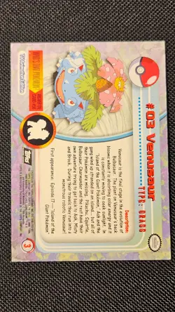 topps Pokemon TV Animation Edition Series 1 Textured Holofoil #03 Venusaur #3-LP - Image 3