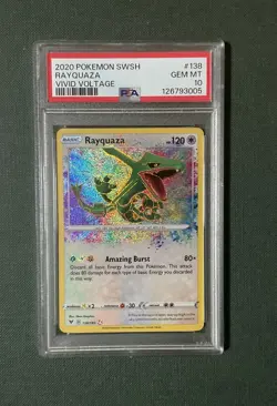 2020 Pokemon SWSH Vivid Voltage #138 Rayquaza Amazing Rare PSA 10 Gem Mint - Image 1