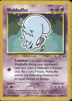 Wobbuffet 35/75 Rare WOTC Neo Discovery Pokemon - Image 1