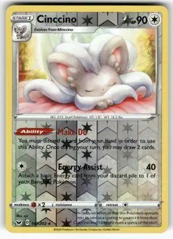 Cinccino SWSH01: Sword & Shield Base Set Rare,Reverse Holo Pokemon NM - Image 1