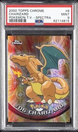 2000 TOPPS CHROME POKEMON T.V. SPECTRA #6 CHARIZARD PSA 9 - Image 1