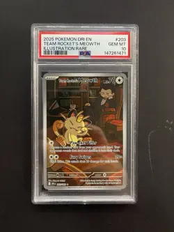 Team Rocket's Meowth 203/182 PSA 10 - 2025 Pokemon Destined Rivals IR - Image 1