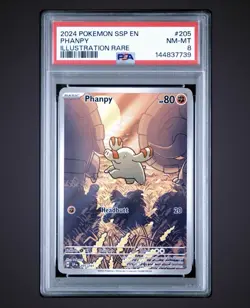 2024 POKEMON SSP EN-SURGING SPARKS ILLUSTRATION RARE #205 PHANPY PSA 8 - Image 1