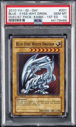 2010 YU-GI-OH! DUELIST PACK: KAIBA 1ST EDT #EN001 BLUE-EYES WHITE DRAGON PSA 10 - Image 1