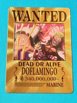 DOFLAMINGO ONE PIECE OP LUFFY CARTE CARD PRISM HOLO FOIL ANIME MANGA WANTED GOLD - Image 2