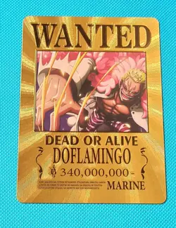 DOFLAMINGO ONE PIECE OP LUFFY CARTE CARD PRISM HOLO FOIL ANIME MANGA WANTED GOLD - Image 3