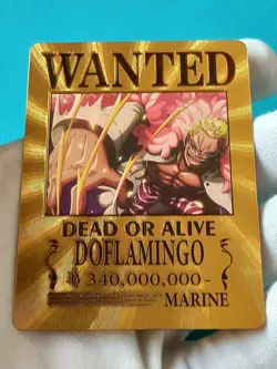 DOFLAMINGO ONE PIECE OP LUFFY CARTE CARD PRISM HOLO FOIL ANIME MANGA WANTED GOLD - Image 4