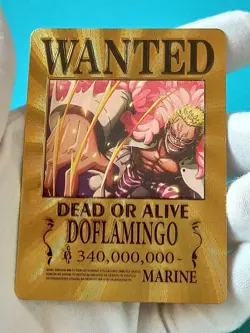 DOFLAMINGO ONE PIECE OP LUFFY CARTE CARD PRISM HOLO FOIL ANIME MANGA WANTED GOLD - Image 5