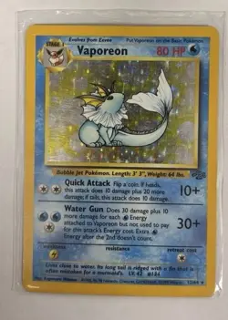 Pokemon Vaporeon 12/64 Jungle Holo Rare Unlimited English TCG- Good Condition - Image 1